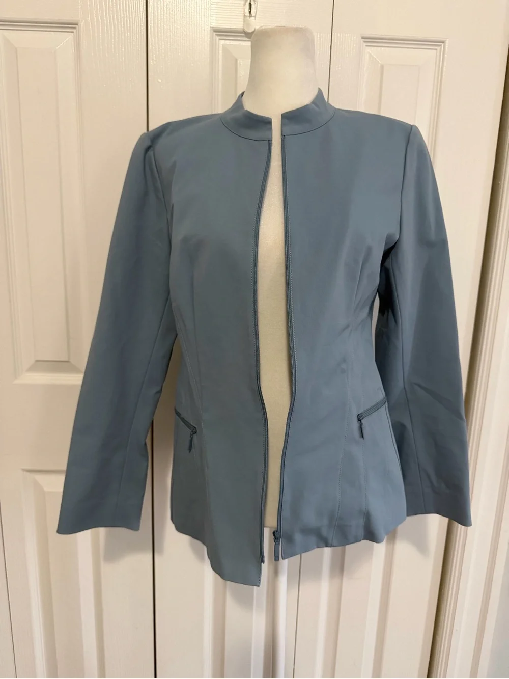 Lafayette 148 Janina Mandarin Collar Blazer Blue Size 6